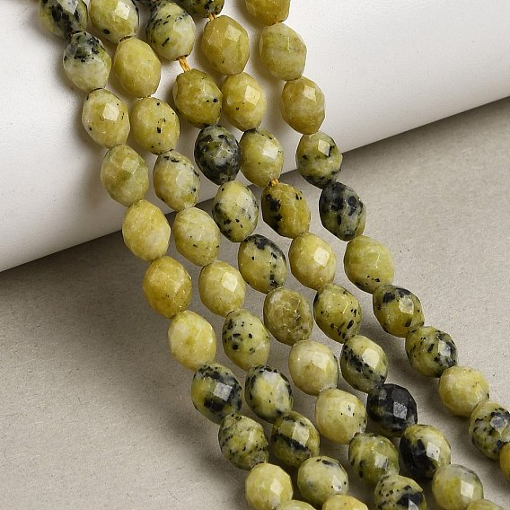 Бусы из натуральной желтой бирюзы (яшмы), граненые, рис