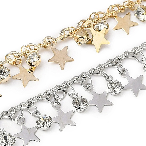 Цепочки ручной работы из латуни и страз, для ожерелья браслеты решений, долговечный, пайки, с катушкой, звезда