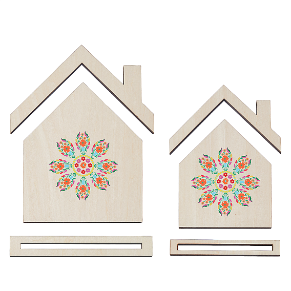 2 шт 2 стили деревянные вышитые держатели карточек в форме домика, настольная подставка для ювелирных изделий для карточек с вышивкой