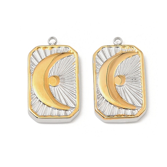 304 подвески из нержавеющей стали, Прямоугольник с луной, без свинца и без кадмия