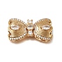 Brass Micro Pave Clear Cubic Zirconia Box Clasps, Bowknot, Nickel Free