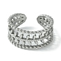 304 Stainless Steel Open Cuff Ring, Hollow Leaf