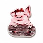Cartoon Printed Acrylic Pendants, Pig/Cattle/Rooster Charm