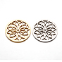 Flat Round with Flower 304 Stainless Steel Beads, 35mm, Hole: 2mm