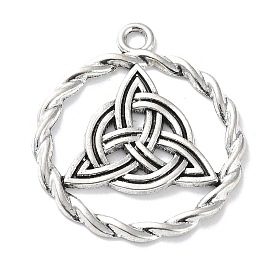 Tibetan Style Alloy Pendants, Ring with Trinity Knot Charm