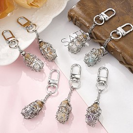 Чакра натуральный драгоценный камень в стеклянной бутылке желаний подвеска украшение, с поворотными застежками из сплава и 304 цепями из нержавеющей стали