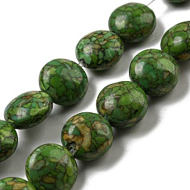 Dyed Synthetic Turquoise Beads Strands, Flat Round
