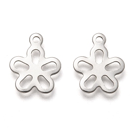201 Stainless Steel Charms, Laser Cut, Hollow, Flower
