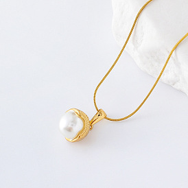 3 шт. минималистичные ожерелья из нержавеющей стали с имитацией жемчуга в форме ракушки для женщин, белые