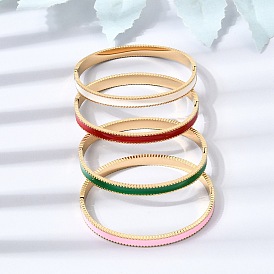 304 Bracelets manchettes articulés en acier inoxydable émaillé pour femmes, placage ionique (ip), couleur mixte
