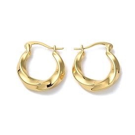 Rack Plating Brass Twisted Hoop Earrings, Lead Free & Cadmium Free, Long-Lasting Plated