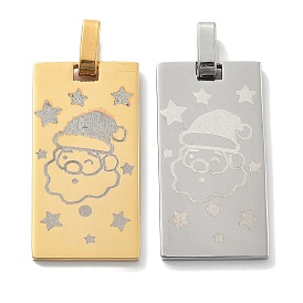 Рождественские 304 подвески из нержавеющей стали, прямоугольник с подвеской Санта-Клауса