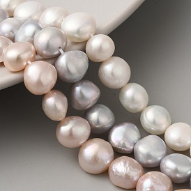 Natural Cultured Freshwater Pearl Beads Strands, Two Sides Polished