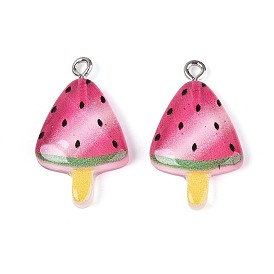 Прозрачные смоляные подвески, арбузный леденец, с железной платиной петлей