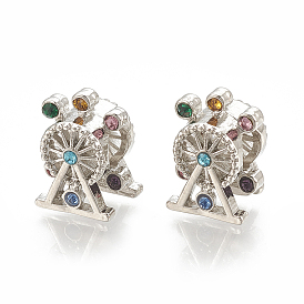 Сплавочные европейские бусины, бусины с большим отверстием, со стразами, колесо обозрения, красочный