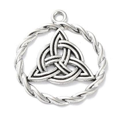 Pendentifs en alliage de style tibétain, bague avec breloque noeud trinité
