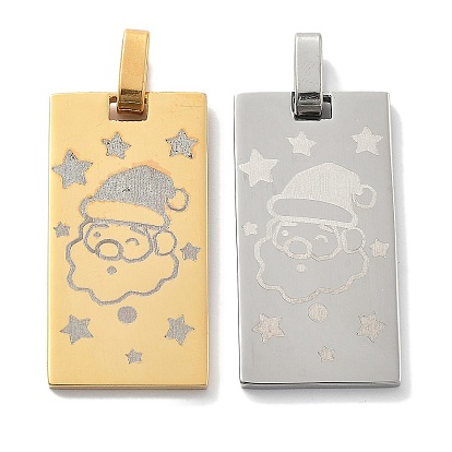 Рождественские 304 подвески из нержавеющей стали, прямоугольник с подвеской Санта-Клауса