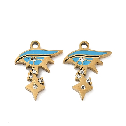 304 нержавеющей стальной эмали подвески, глаз очарования, со стразами, ионное покрытие (ip)