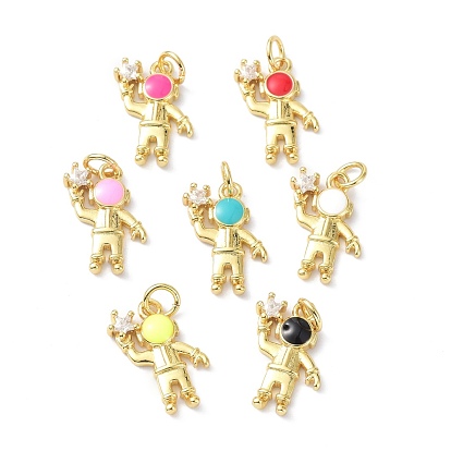 Кулон из латуни с эмалью из прозрачного кубического циркония, с прыжковых колец, долговечный, без свинца и без кадмия, человек, реальный 18 k позолоченный