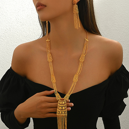 Роскошный элегантный комплект из цинкового сплава с кисточками в виде листьев и ожерелий в ближневосточном стиле