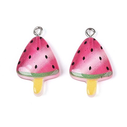 Прозрачные смоляные подвески, арбузный леденец, с железной платиной петлей