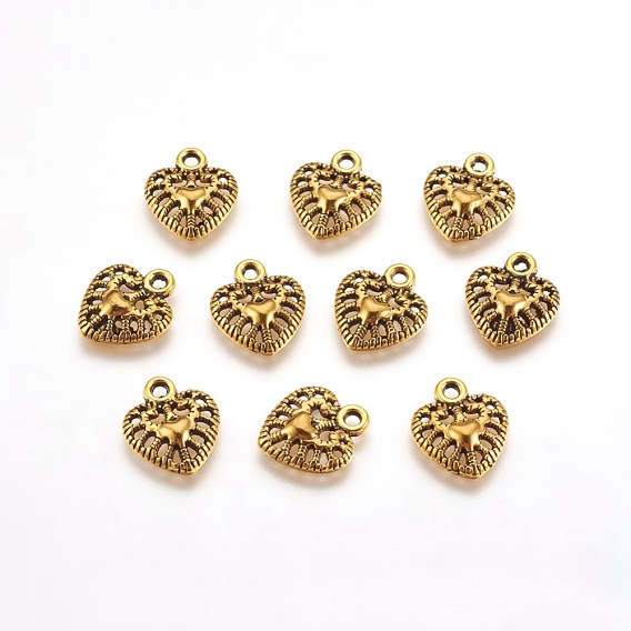 Подвески из сплава в тибетском стиле, без свинца и без кадмия, сердце