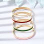 304 Stainless Steel Enamel Hinged Cuff Bangles for Women, Ion Plating(IP), Mixed Color