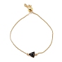 Natural & Synthetic Mixed Gemstone Link Slider Bracelets, with Long-lasting Plated Brass Box Chain, Faceted, Triangle