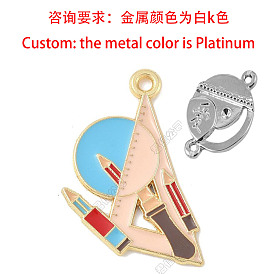 School Supplies Alloy Enamel Pandants, Platinum