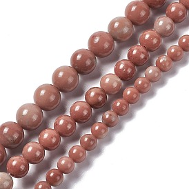 Natural Jade Beads Strands, Round, Indian Red