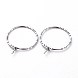 316 Surgical Stainless Steel Hoop Earring Findings, Wine Glass Charms Findings