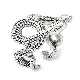 Double Snake Alloy Open Cuff Rings, Lead Free & Cadmium Free