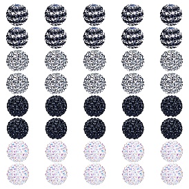 40шт 4 цвета смолы бусины со стразами, с акриловыми круглыми бусинами внутри, для жевательной резинки ювелирных изделий