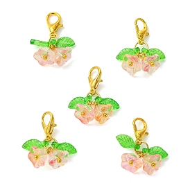 Adornos colgantes de cristal con forma de flor, con aleación de zinc hebillas de pinza de langosta