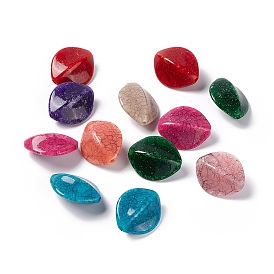 Perles acryliques opaques craquelées, turquoise d'imitation, ovale