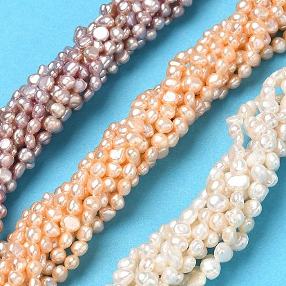 Нити из натурального культивированного пресноводного жемчуга, двух сторон полированной