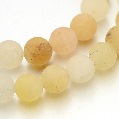 Frosted Round Natural Yellow Aventurine Bead Strands, 8mm, Hole: 1mm, about 47pcs/strand, 15 inch