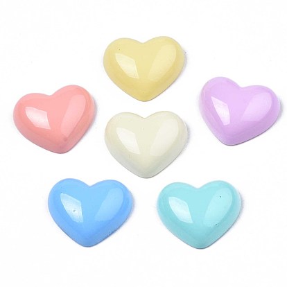 Spray Painted Acrylic Beads, Half Drilled, Heart