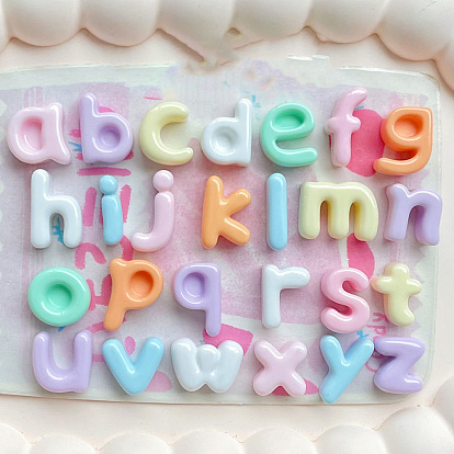 Непрозрачные кабошоны из смолы, буквы