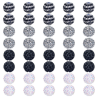 40шт 4 цвета смолы бусины со стразами, с акриловыми круглыми бусинами внутри, для жевательной резинки ювелирных изделий