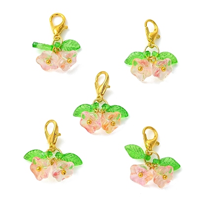Adornos colgantes de cristal con forma de flor, con aleación de zinc hebillas de pinza de langosta