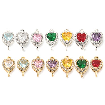 Шармы-соединители из латуни с паве из кубического циркония, сердечные ссылки