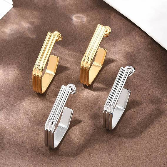 304 Серьги-гвоздики из нержавеющей стали с многоугольными головками, ручная полировка