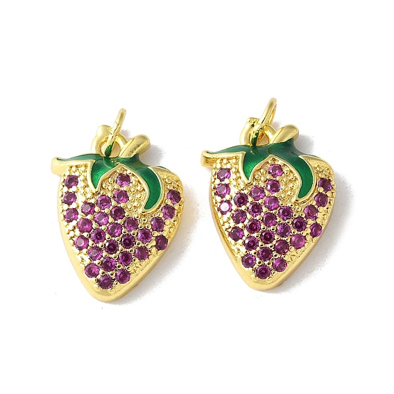 Латунные микро проложить кубического циркония подвески, с эмалью, клубника прелести, долговечный, без кадмия и без свинца, стойки покрытие, с целью перехода в кольце