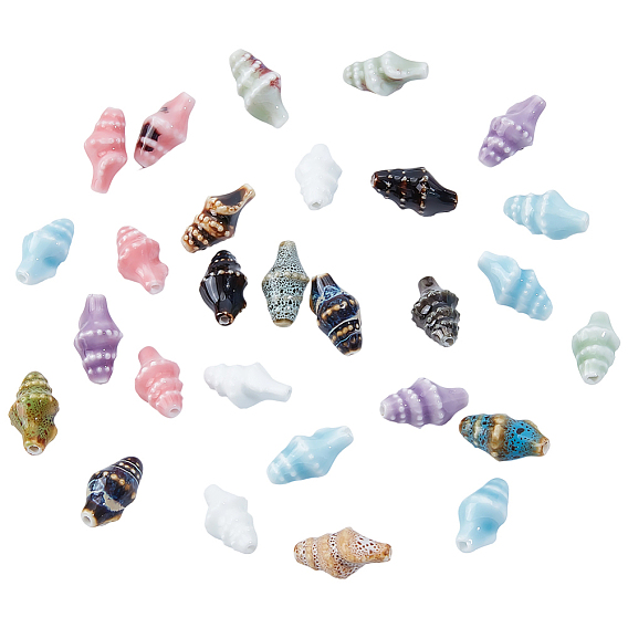 40шт. фарфоровые бусины ручной работы, форма раковины