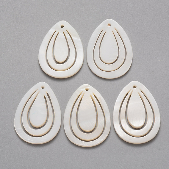 Natural Freshwater Shell Pendants, Teardrop