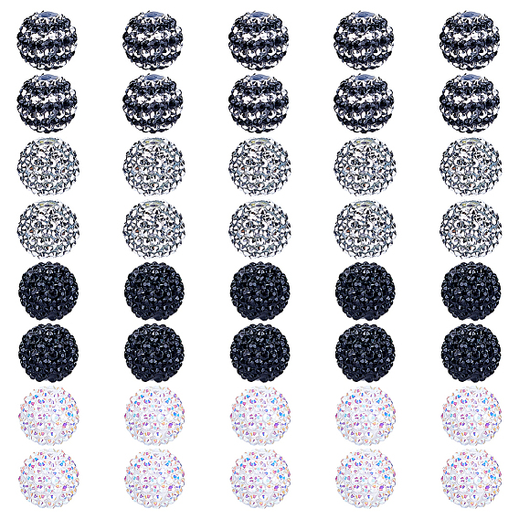 40шт 4 цвета смолы бусины со стразами, с акриловыми круглыми бусинами внутри, для жевательной резинки ювелирных изделий