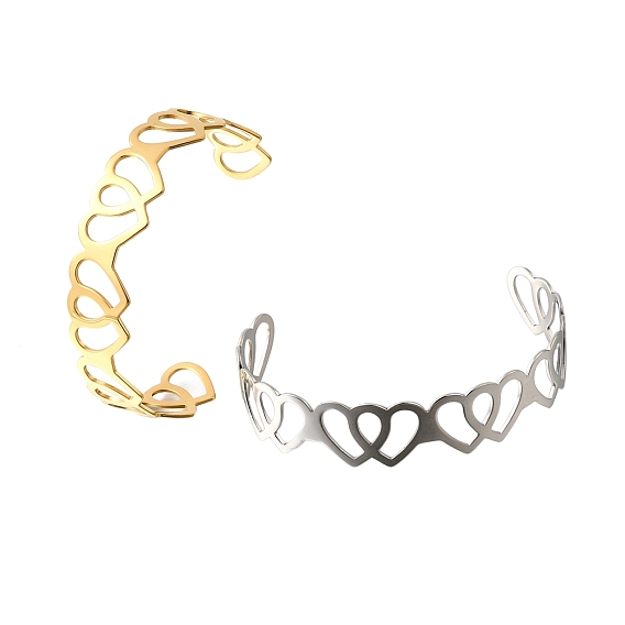 304 из нержавеющей стали манжеты браслеты, открытые браслеты для женщин, сердце, опустошить