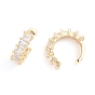 Brass Micro Pave Clear Cubic Zirconia Cuff Earrings, Long-Lasting Plated