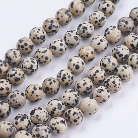 Natural Dalmatian Jasper Stone Bead Strands, Round